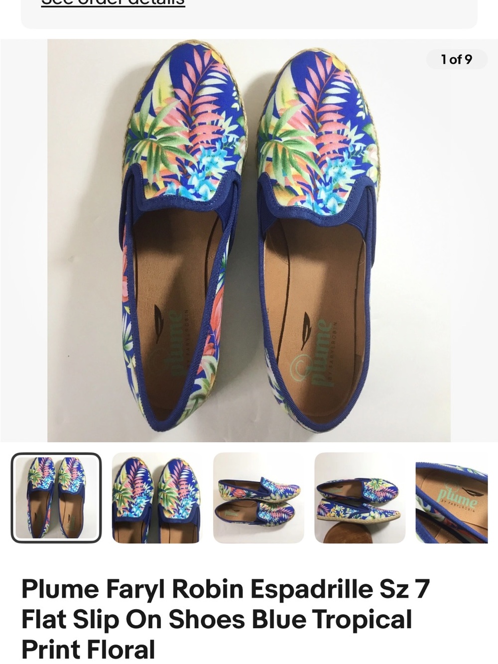 Farylrobin Blue Tropical Floral Espadrille Slip-Ons
